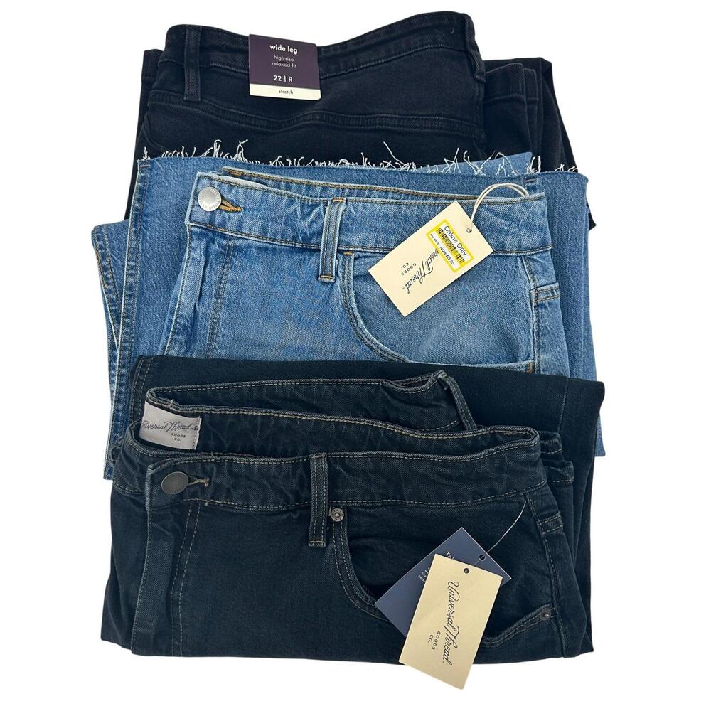 Ava&Viv Universal Thread Denim Bundle Womens Plus Size 22 Dark Jeans Skirts NWT